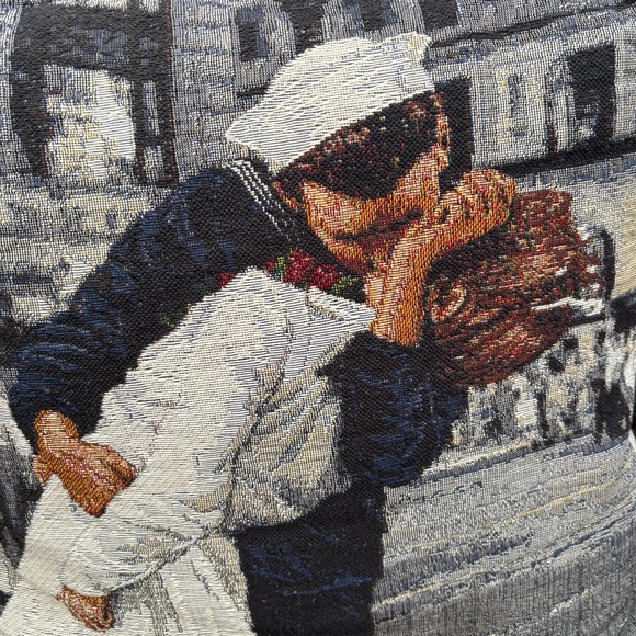 The Kissing Sailor throw pillow needlepoint/tapestry 15”x15” EUC - Picture 2 of 4